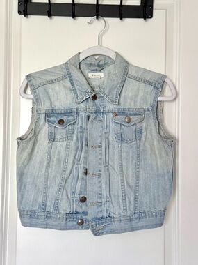 Cotton On Light Wash Denim Jacket with Pink Accent
